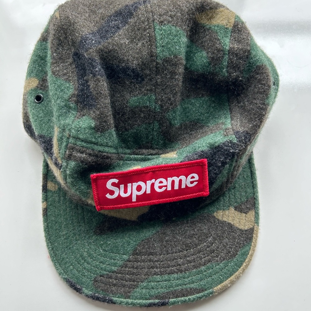 Supreme Camo Wool Camp Cap Green Woodland Box Logo Hat BOGO